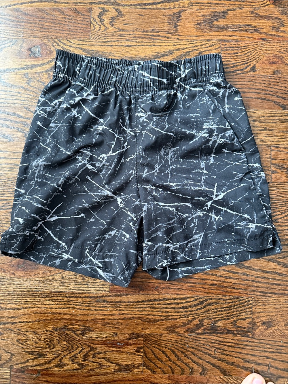 Boy’s Black Marble-Print Elastic Waist Shorts